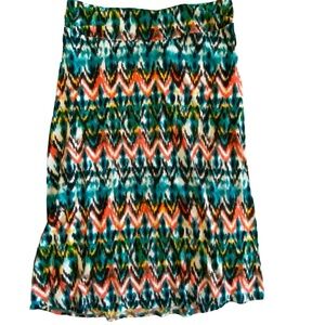 Cato pull on wide waist bank flowy comfy brightly colored skirt 30 - 33 waist